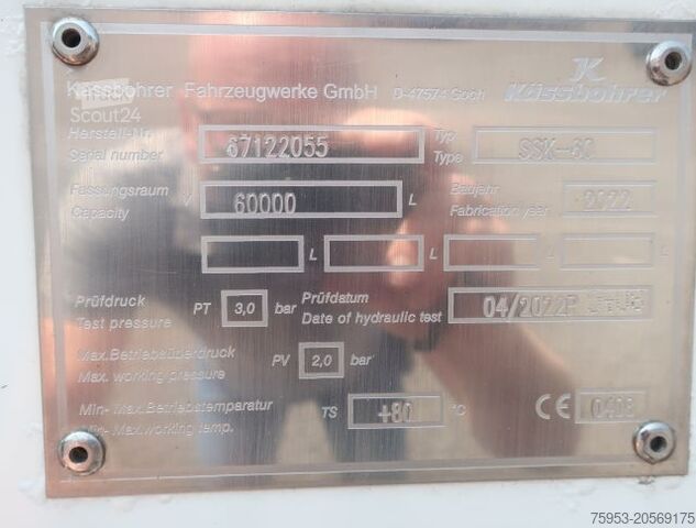 Напівпричіп силос Kässbohrer Kippsilo SSK 60 60m³ Hydraulik Vakuumschaden