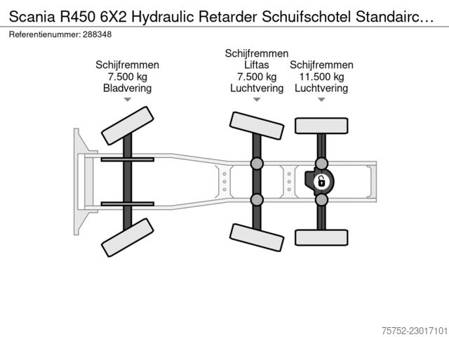 Scania R450 6X2 Hydraulic Retarder Schuifschotel Standairco NL Truck APK/TUV 04-2027 Scania R450 6X2 Hydraulic Retarder Schuifschotel Stand...