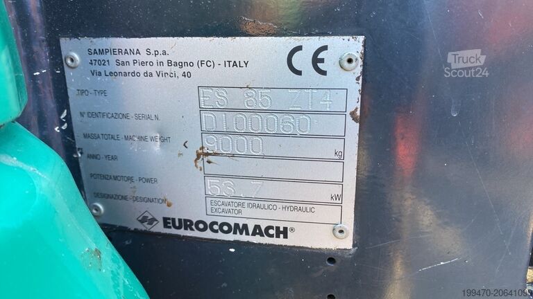 Midi ekskavators 7t - 12t Eurocomach Es 85 Zt with 3 buckets