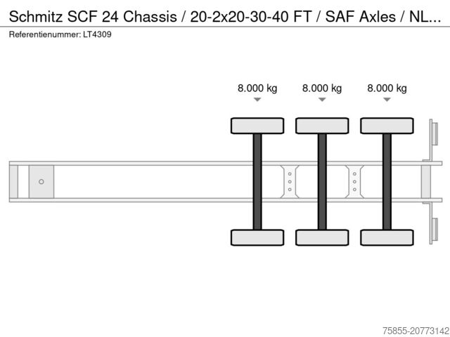 Transport de conteneurs Schmitz SCF 24 Chassis / 20-2x20-30-40 FT / SAF Axles /...