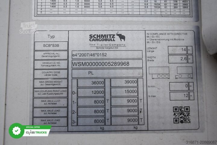 Reefer semitrailer SCHMITZ CARGOBULL SKO FP 60 ThermoKing SLXi 300