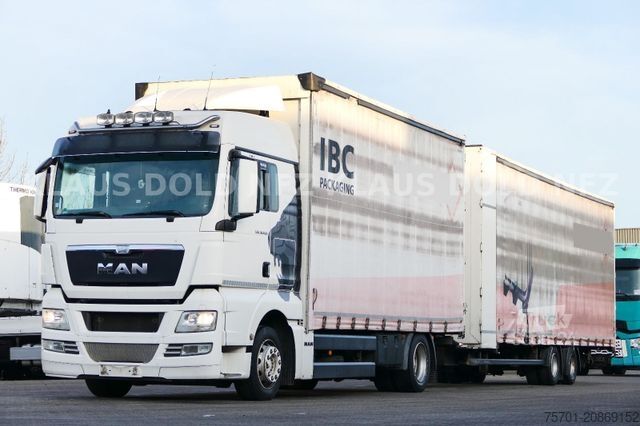 Flaklastbil med kapell MAN TGX 18.400 Retarder Komplettzug mit Anhänger