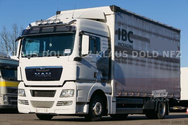 Flaklastbil med kapell MAN TGX 18.400 Pritsche Plane Retarder 2-Tanks