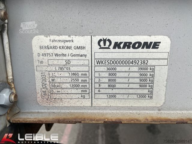 Open oplegger met zeil KRONE SD*Standard Tautliner*Liftachse*SAF-Achsen*