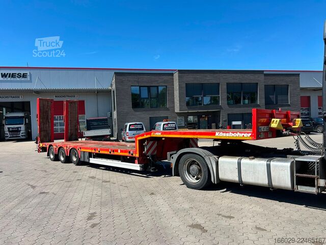 Žemagrindė puspriekabė KÄSSBOHRER SLS HS Tieflader mit hydr. Schwanenhals + Rampen