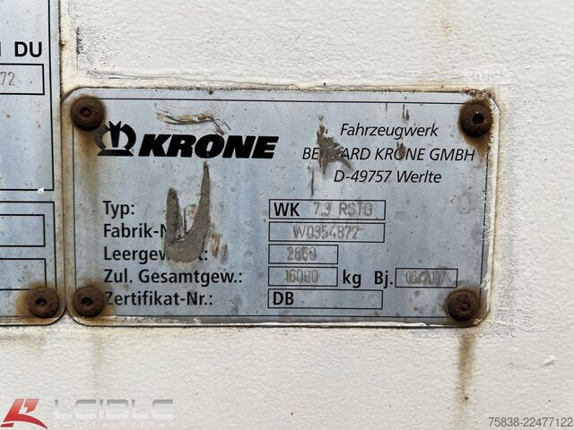 Výmenný príves KRONE WK 7.3 RSTG*Koffer*45m³*Rolltor*