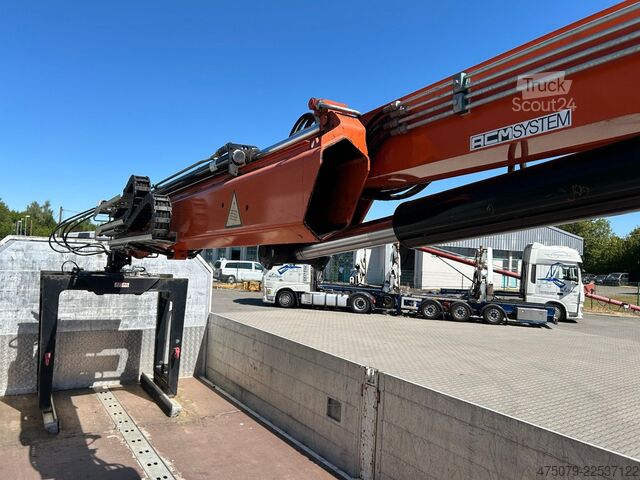 Ciężarówka z płaską platformą SCANIA P360 / Atlas 145 + Zange