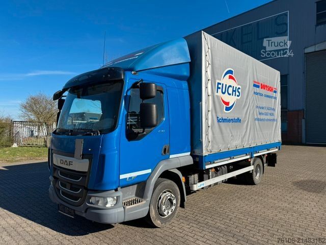 Platós teherautó ponyvával DAF LF 12.230 Pritsche Plane +Ladebordwand
