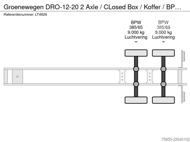 Kovček Groenewegen DRO-12-20 2 Axle / CLosed Box / Koffer / BPW Ax...