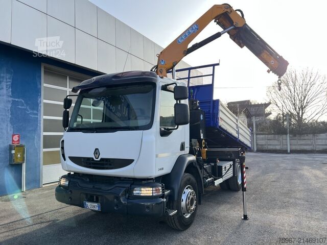 Caminhão basculante de três vias com guindaste Renault Midlum 240