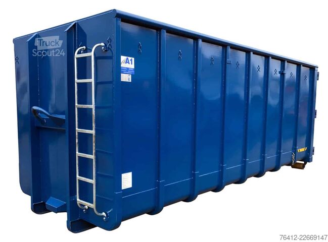 Container cu cârlig A1 Container Normbehälter 36 m³ Doppelflügeltür ? RAL 5010 Enzianblau ? Abrollcontainer