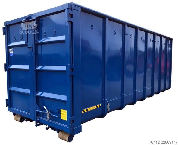 Container cu cârlig A1 Container Normbehälter 36 m³ Doppelflügeltür ? RAL 5010 Enzianblau ? Abrollcontainer