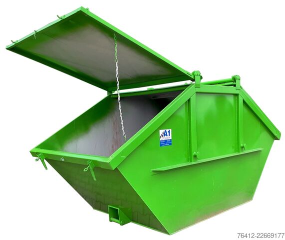 Container pentru skip A1 Container Deckelmulde 7 m³ ? RAL 6018 Gelbgrün ? Absetzmulde