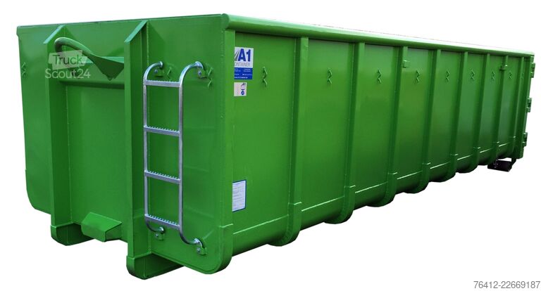 Container cu cârlig A1 Container Normbehälter 22 m³ Doppelflügeltür ? RAL 6018 Gelbgrün ? Abrollcontainer