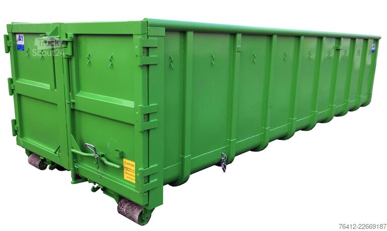 Container cu cârlig A1 Container Normbehälter 22 m³ Doppelflügeltür ? RAL 6018 Gelbgrün ? Abrollcontainer