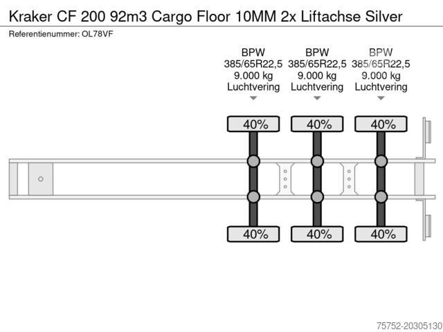 Mozgó padló Kraker CF 200 92m3 Cargo Floor 10MM 2x Liftachse Silver