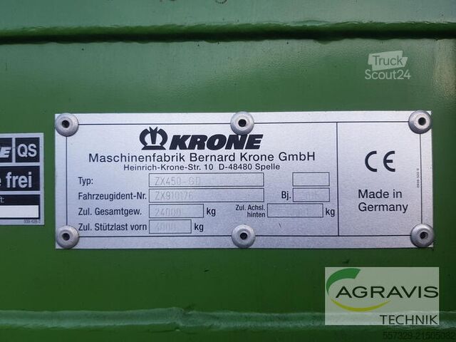Szecskázó pótkocsi Krone ZX 450 GD
