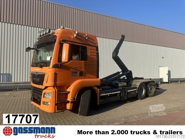 Roll-off tipper truck MAN TGS 26.500/6x2-4 BL, Meiller RS 21/67 Lenk- und