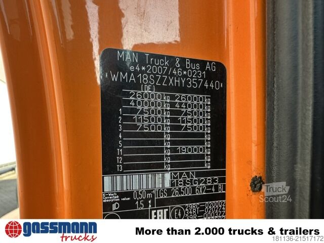 Abrollkipper MAN TGS 26.500 6x2-4 BL, Lenk-/Liftachse, Meiller RS