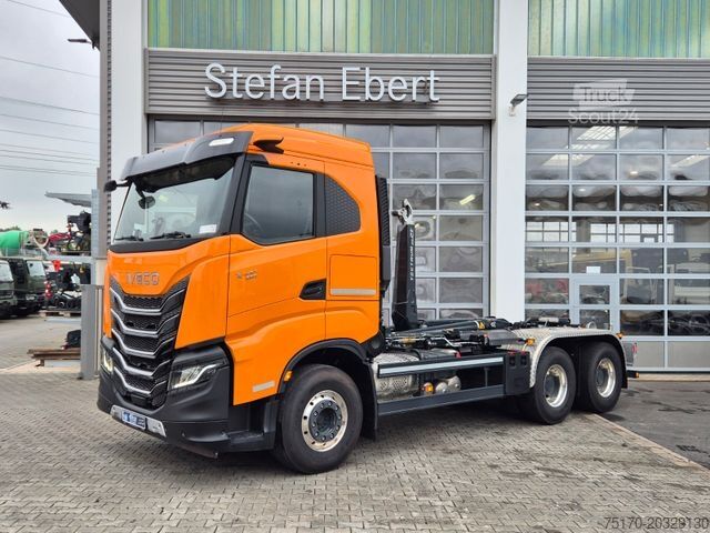 Camion benne à bras amovible IVECO AS300X58Z/P HR ON+ 6x4 Meiller RS21.60 Funk AHK