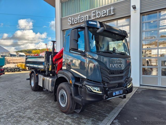 Trijų pusių savivartis sunkvežimis IVECO AD200X46/P HR OFF Palfinger PK 12.501 Funk AHK