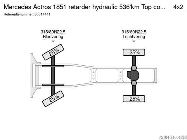 Standard tractor Mercedes Actros 1851 retarder hydraulic 536'km Top condt...