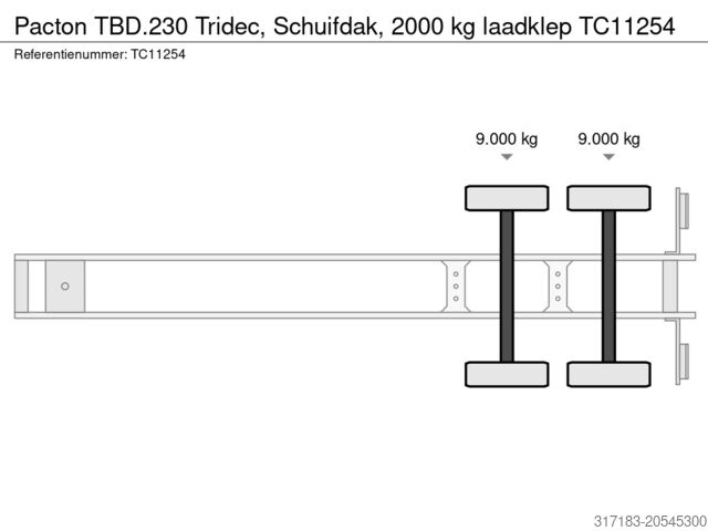 Prelate glisante Pacton TBD.230 Tridec, Schuifdak, 2000 kg laadklep