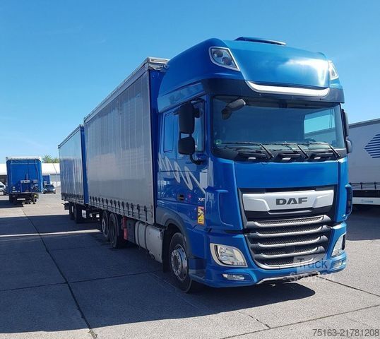 Platformas kravas automašīna ar tentu DAF XF 450 FAR 6x2 Pritsche Plane Edscha+Schiebeplan