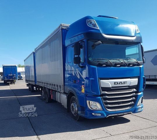 Caminhão jumbo DAF XF 450 FAR 6x2 Pritsche Plane Edscha+Schiebeplan