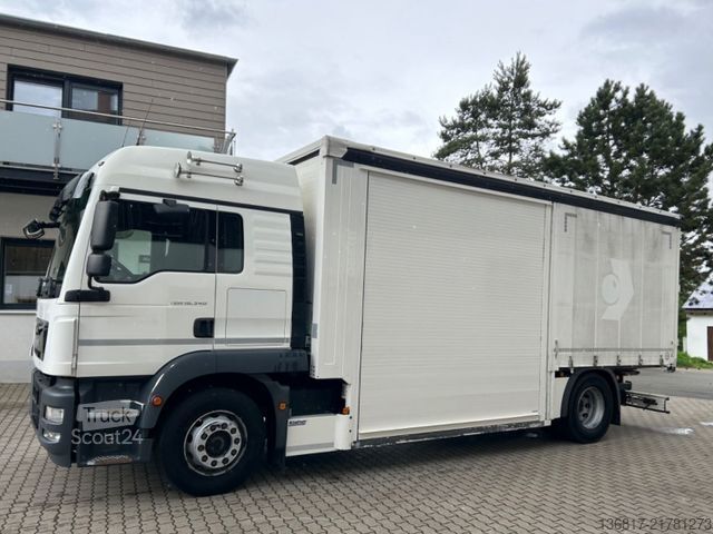 Camion plateau avec bâche MAN TGM 18.340 E6 Plane Edscha Mitnahmestapler