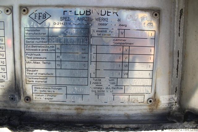 Cisterna polpriklopnik FELDBINDER TSA 38.3-4 - Chemietank 38 m³ - Nr.: 709