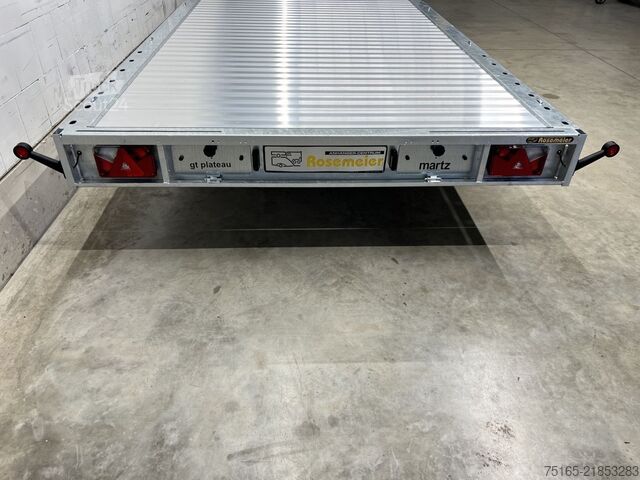 Reboque plataforma e transportador universal Martz GT Plateau 450/2 S 3,5T Alu Plattform/Universalt