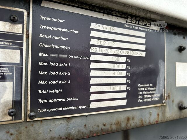 Koffer Estepe EMAW 18 / Wipkar - Mid Axle Trailer / Box / APK...