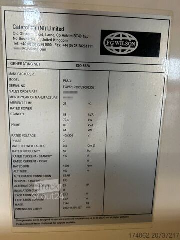Aggregato FG Wilson P88-3 - Alternator broken - Genset - DPX-12653