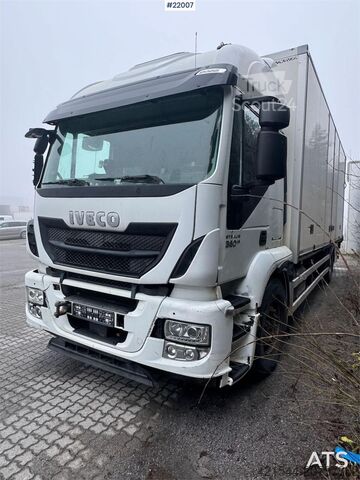 Kuffert Iveco Stralis 360 4x2 box truck with full side opening.