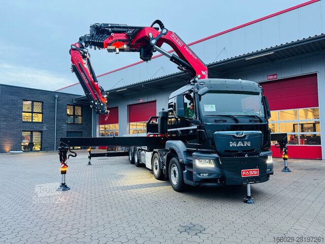 Lastbil med flak MAN TGS 35.520 8x4 Hydro, Kran Fassi F805 TECHNO