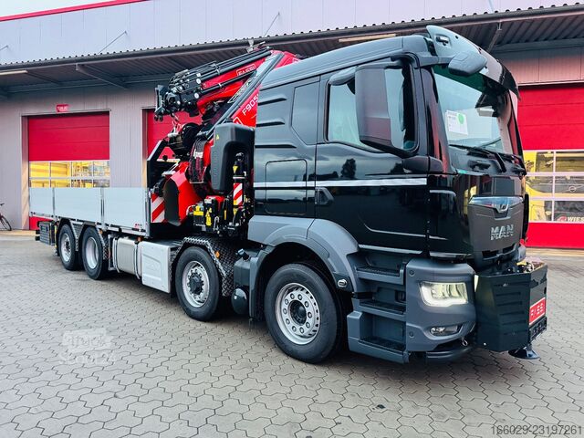 Lastbil med flak MAN TGS 35.520 8x4 Hydro, Kran Fassi F805 TECHNO