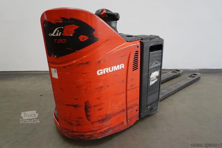 Elektrische meelooppallettruck met sta-platform Linde T 20 SP 131