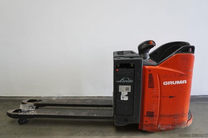 Elektrische meelooppallettruck met sta-platform Linde T 20 SP 131