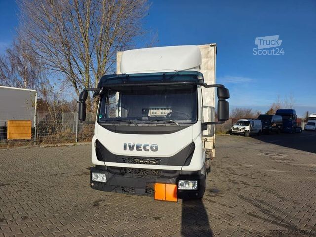 Transportador con plataforma y toldo IVECO 80-220 Eurocargo, Gardine, Ladebordwand, 1.Hand