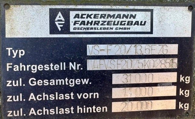 Semirremolque frigorífico ACKERMANN-FRUEHAUF V5-F 20/13.6E-ZG mit LBW