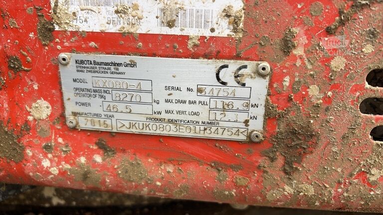  Kubota KX080-4 with 3 excavator buckets