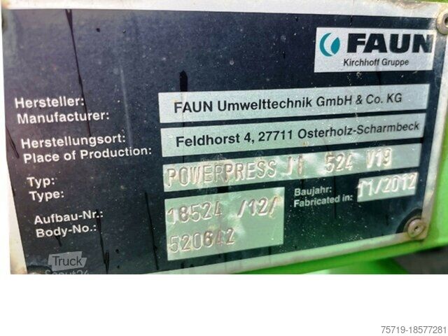 Garbage truck Mercedes-Benz 2633 6x2 EEV Econic Faun Powerpress II 524