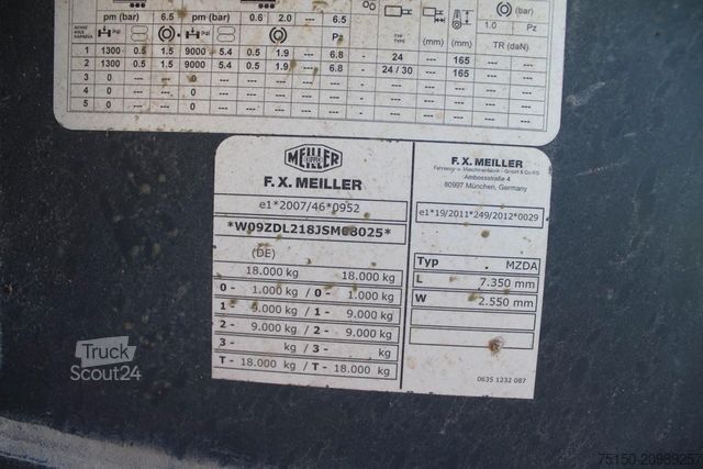 Driezijdige kipperaanhanger MEILLER MZDA 18/23 - ALU - Trommelbremse - Nr.: 025