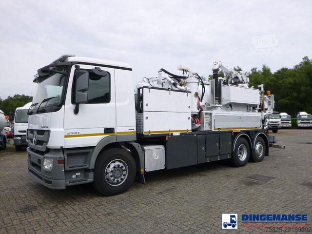 Засмукващо превозно средство Mercedes Actros 2541 6x2 RHD E5 Huwer vacuum tank / hydr...