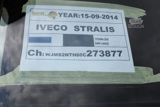 Tracteur standard Iveco Stralis 460 + 6X2 + RETARDER + EURO 6 + SPOILERS