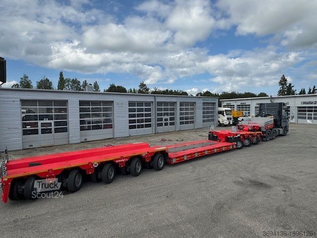 Låglastarsläpvagn SCHEUERLE EuroCompact U73+5 Flachbett ausziehbar Pendela.