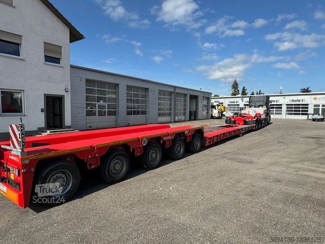 Låglastarsläpvagn SCHEUERLE EuroCompact U73+5 Flachbett ausziehbar Pendela.