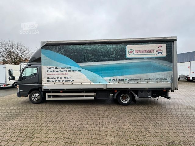 Flaklastbil med kapell FUSO Canter 9C18 Pritsche Plane mit Ladebordwand *Ahk