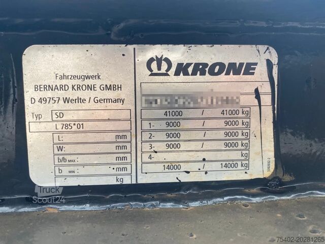 Prevoz zabojnikov Krone SD 27 / Container Chassis / BPW + Disc / 1x Ext...